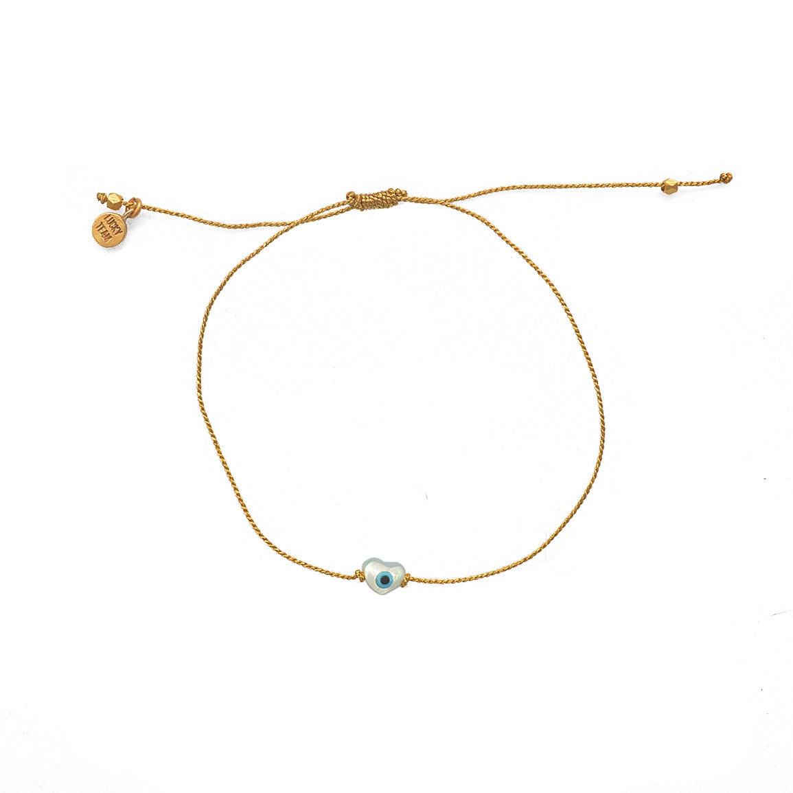 Bracelet tressé doré et coeur oeil nacre