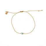 Bracelet tressé doré et coeur oeil nacre