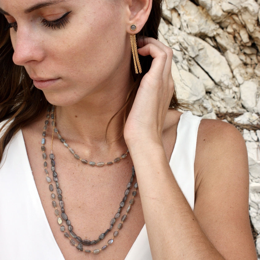 Collier doré et labradorite