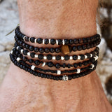 Black cord bracelet and 925 silver