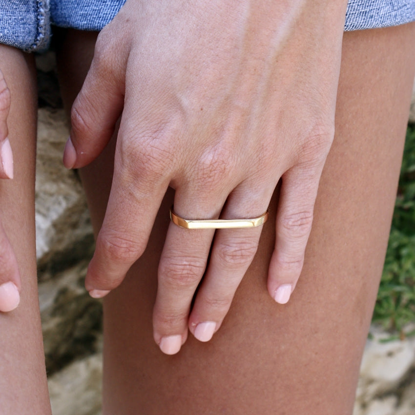 Bague double dorée à l’or fin 18k - Bagues