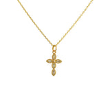 Collier doré croix fleur et pierre - PIERRE DE LUNE