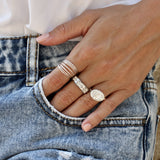 Bague ovale martelée en argent 925 - Bagues