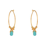 Créoles dorées pierre goutte et pampilles - TURQUOISE
