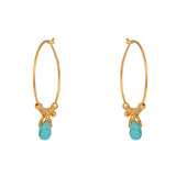 Créoles dorées pierre goutte et pampilles - TURQUOISE