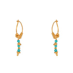 Créoles dorées et chaine pierres - TURQUOISE