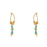 Créoles dorées et chaine pierres - TURQUOISE