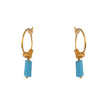 Créoles dorées et et pierres rectangulaires - TURQUOISE