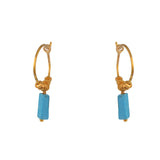 Créoles dorées et et pierres rectangulaires - TURQUOISE