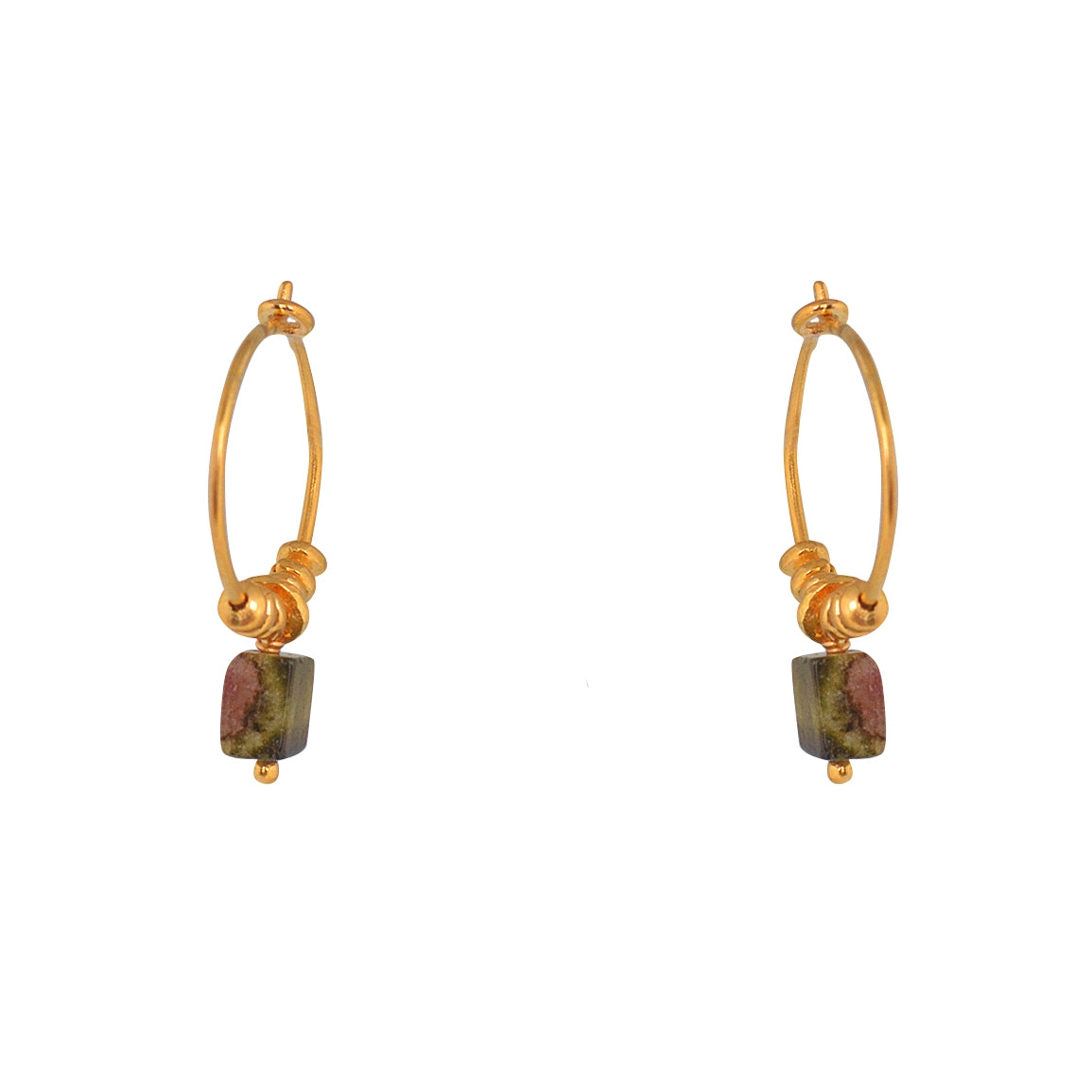Créoles dorées et et pierres rectangulaires - TOURMALINE