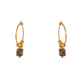 Créoles dorées et et pierres rectangulaires - TOURMALINE