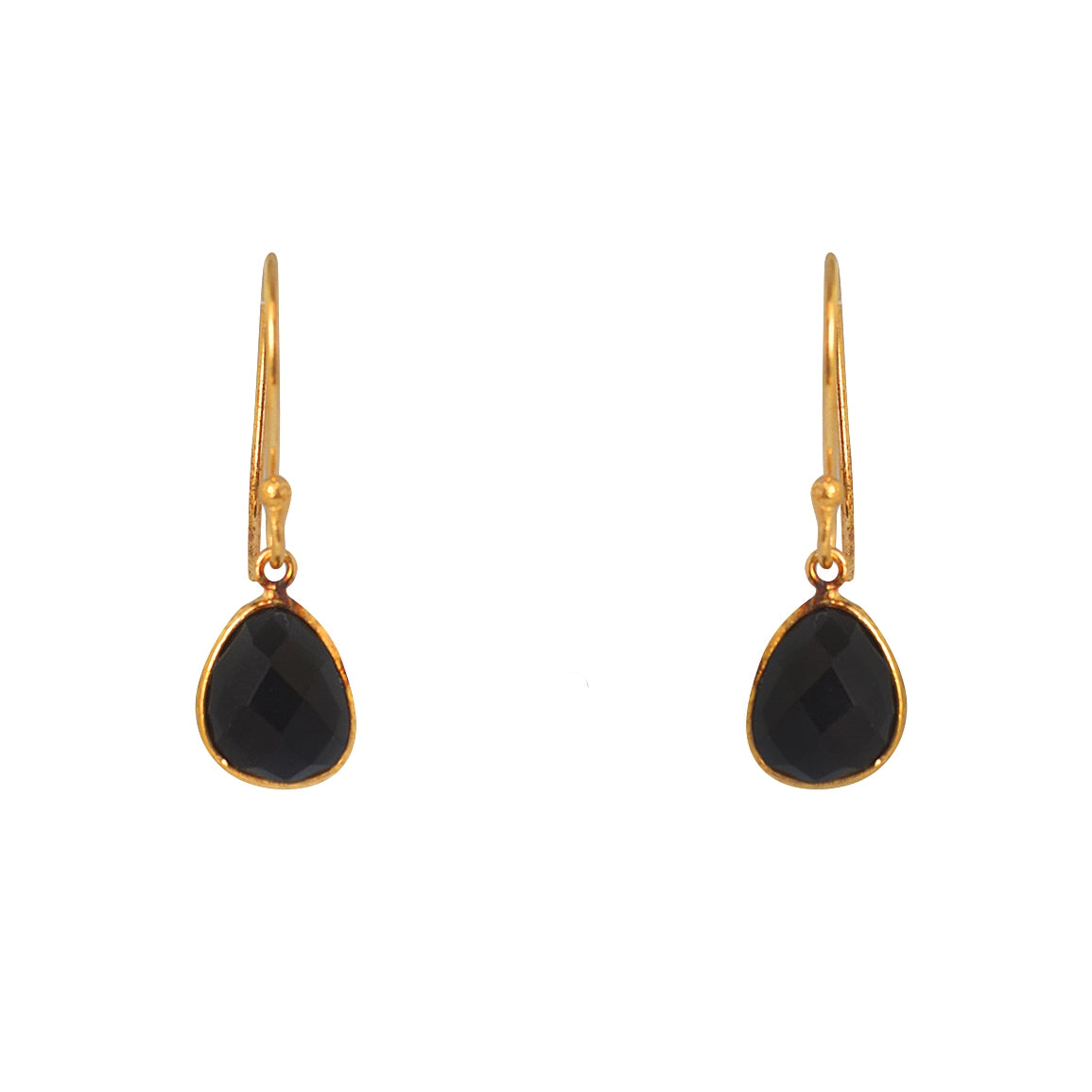 Boucles dorées pierre facetée - ONYX NOIRE