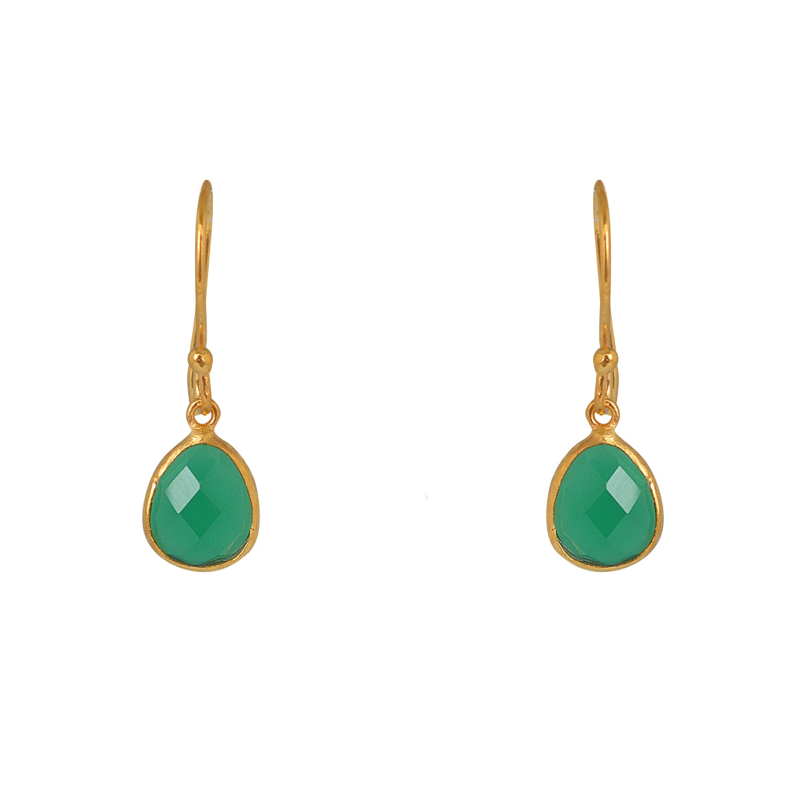 Boucles dorées pierre facetée - ONYX VERTE