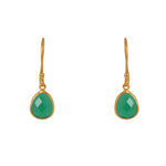 Boucles dorées pierre facetée - ONYX VERTE