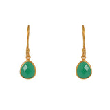 Boucles dorées pierre facetée - ONYX VERTE