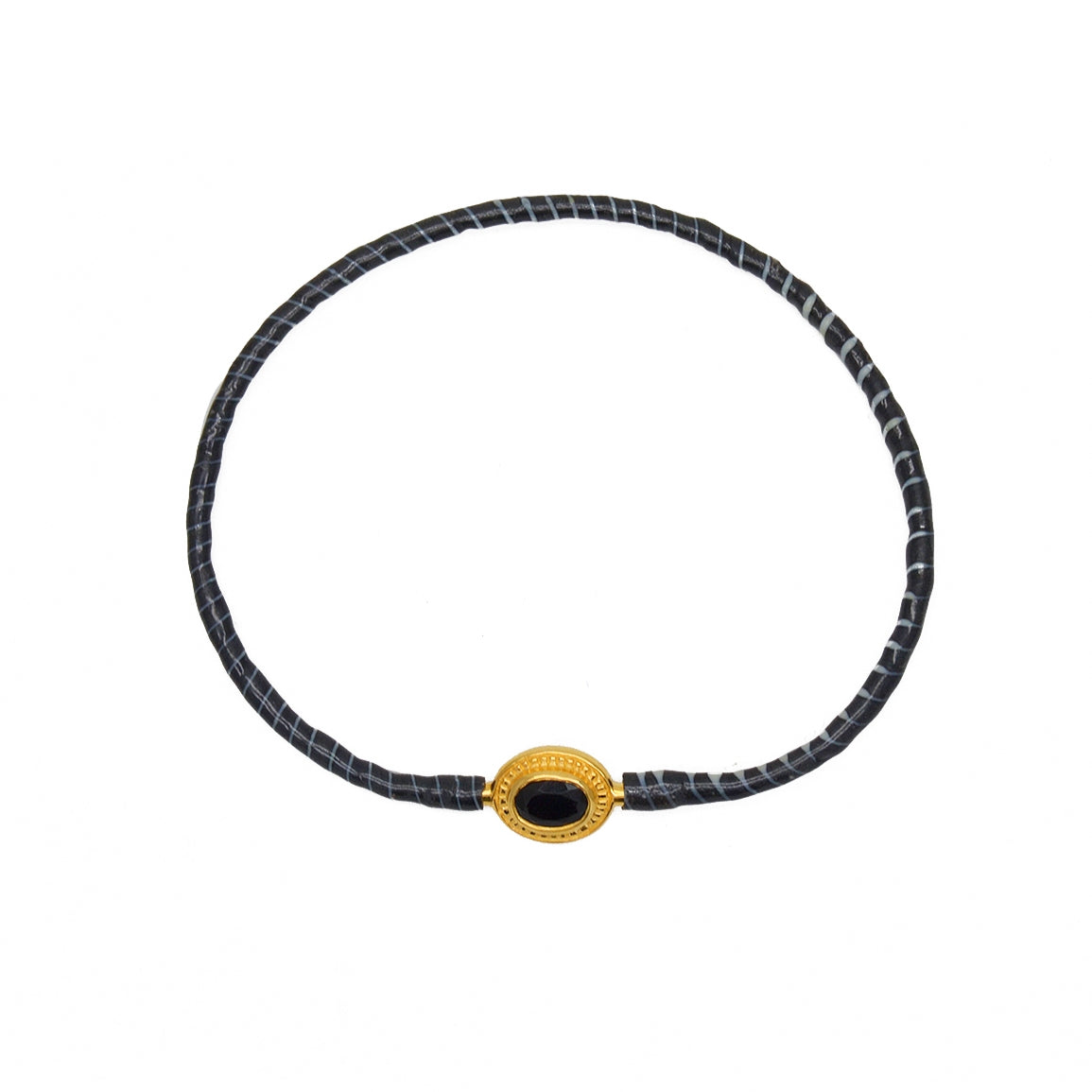 Bracelet MALI doré et onyx noire