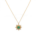 Collier doré soleil et pierre cabochon - ONYX VERTE