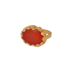 Bague dorée XXL et piere ovale