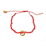 Bracelet cordon médaille martelée main de fatma dorée -