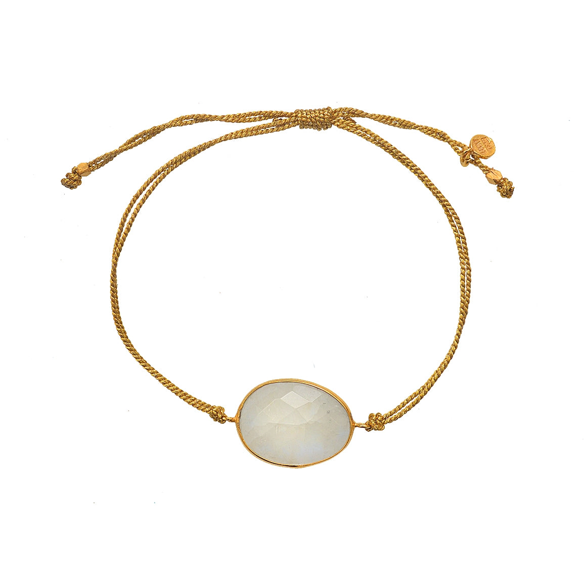Bracelet cordon doré et pierre facettée - PIERRE DE LUNE