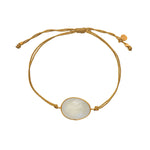 Bracelet cordon doré et pierre facettée - PIERRE DE LUNE