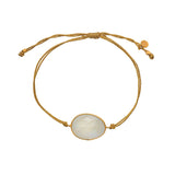 Bracelet cordon doré et pierre facettée - PIERRE DE LUNE
