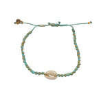Bracelet cordon et cauri - TURQUOISE