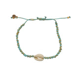 Bracelet cordon et cauri - TURQUOISE