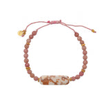 Bracelet cordon rose agathe rose et coquillage