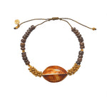 Bracelet cordon coquillage et bois