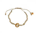 Bracelet cordon médaille martelée main de fatma dorée - KAKI