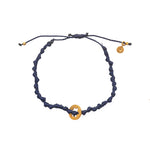 Bracelet cordon médaille martelée étoile de David dorée -