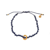 Bracelet cordon médaille martelée étoile de David dorée -