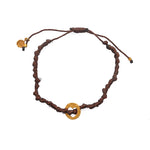 Bracelet cordon médaille martelée coeur - CHOCOLAT