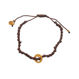 Bracelet cordon médaille martelée coeur - CHOCOLAT