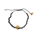 Bracelet cordon médaille martelée coeur - NOIR