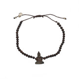 Bracelet cordon bois et bouddha en nacre