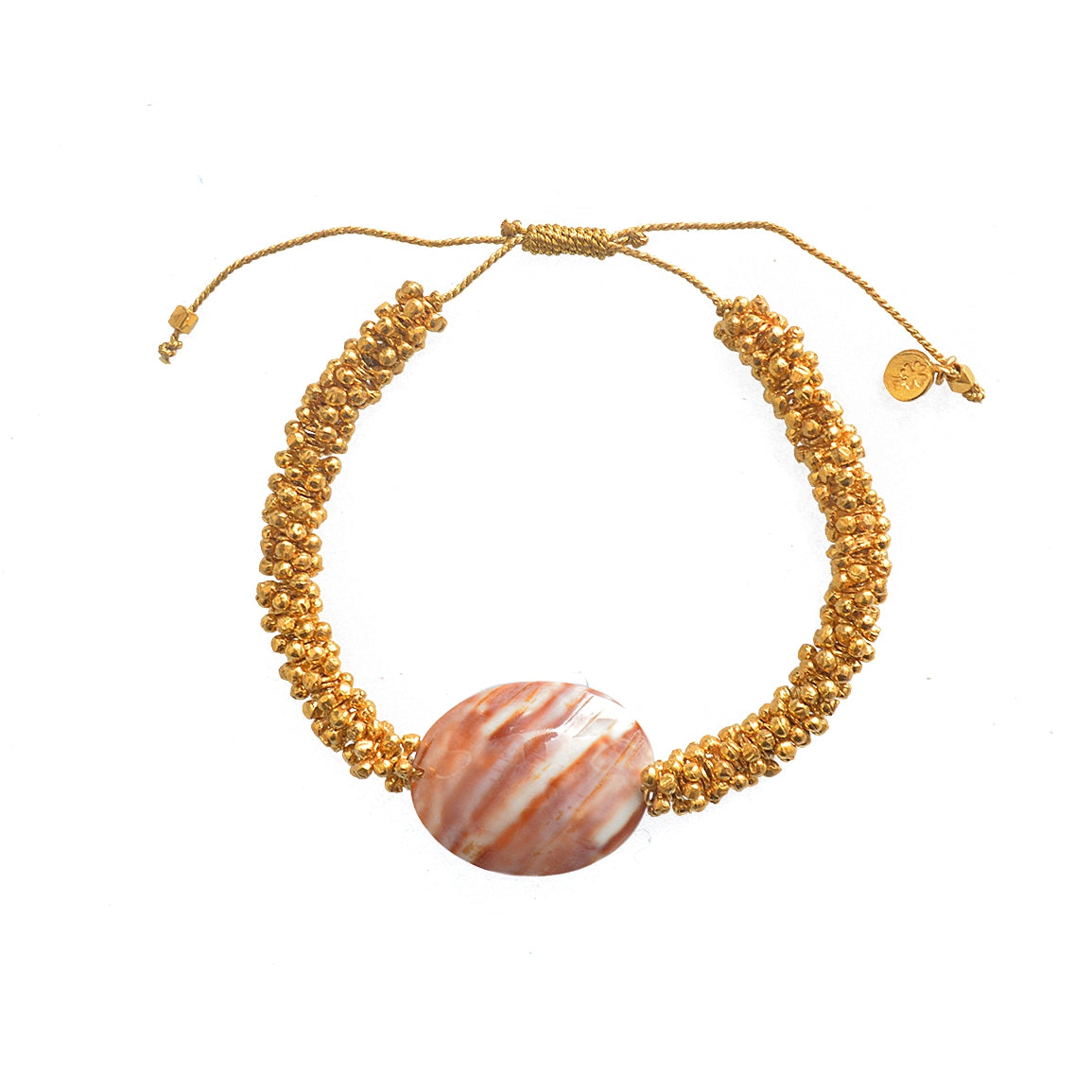 Bracelet cordon doré et coquillage