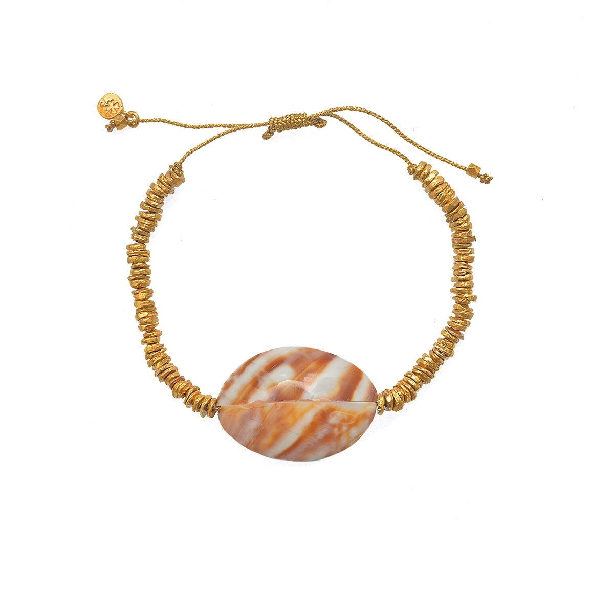 Bracelet cordon doré et coquillage