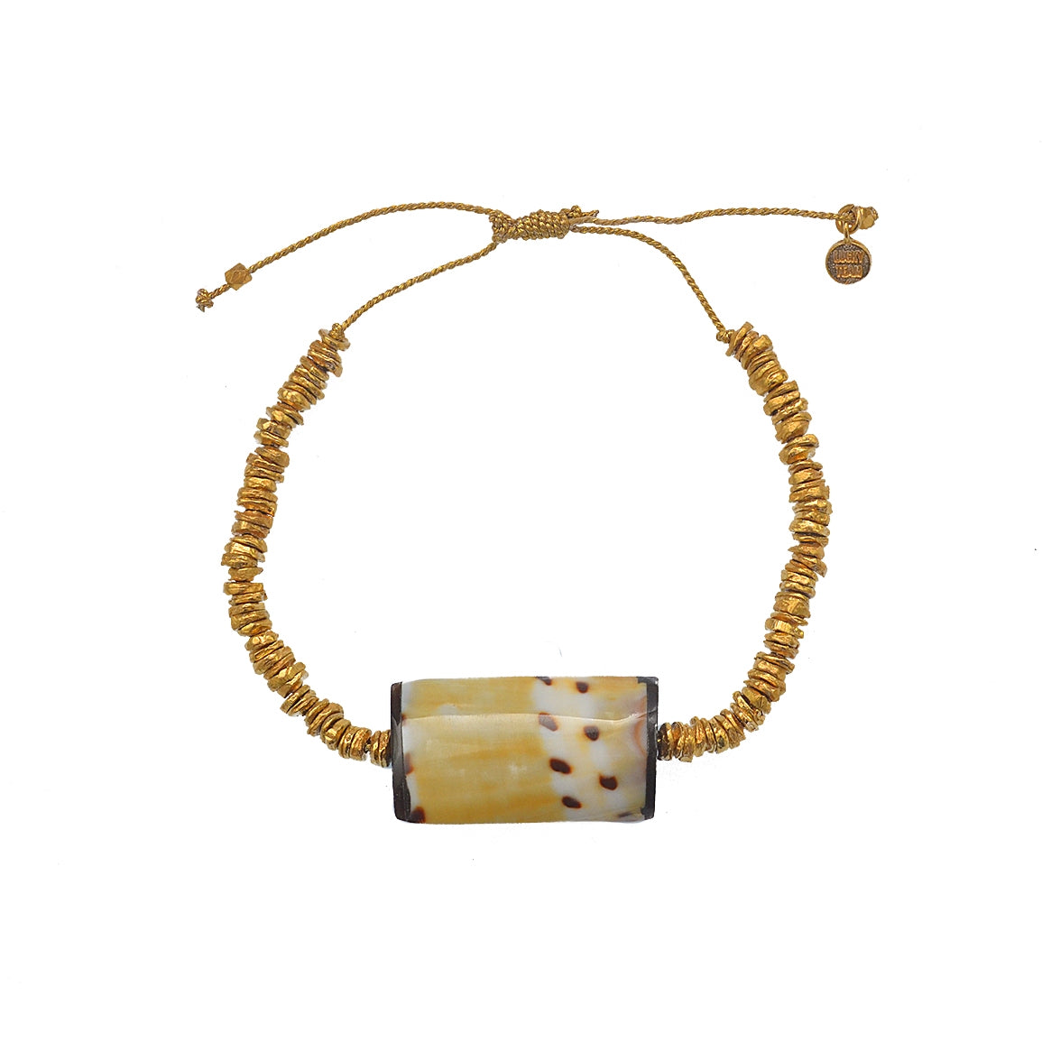 Bracelet cordon doré et coquillage