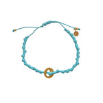 Bracelet cordon médaille martelée coeur - TURQUOISE