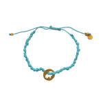 Bracelet cordon médaille martelée main de fatma dorée -