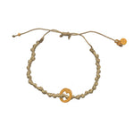 Bracelet cordon médaille martelée coeur - KAKI