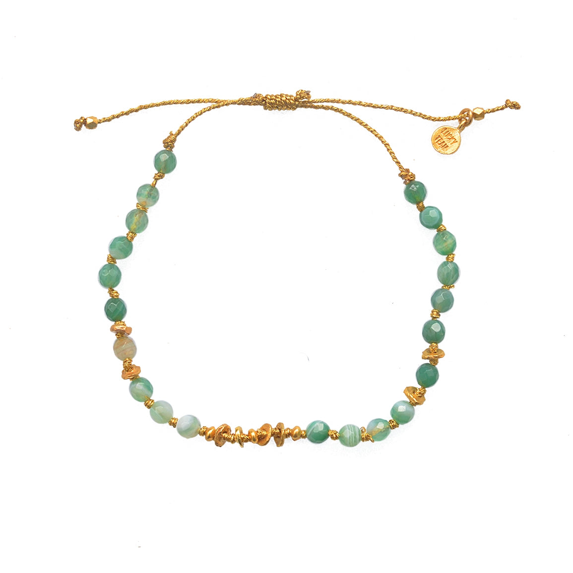 Bracelet cordon doré et pierres naturelles