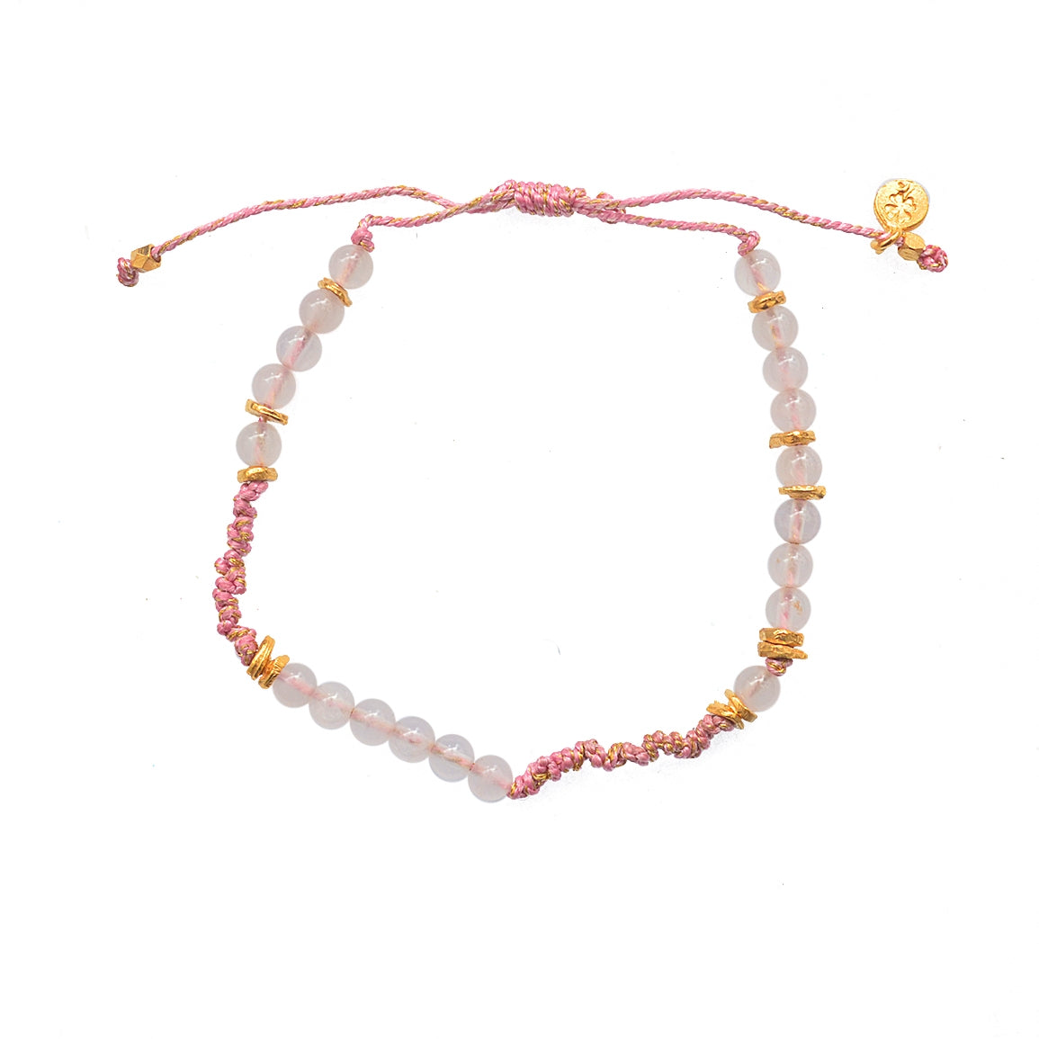 Bracelet cordon rose et pierres naturelles