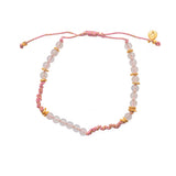 Bracelet cordon rose et pierres naturelles