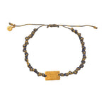 Bracelet cordon bleu marine doré et plaque Wish / Voeux