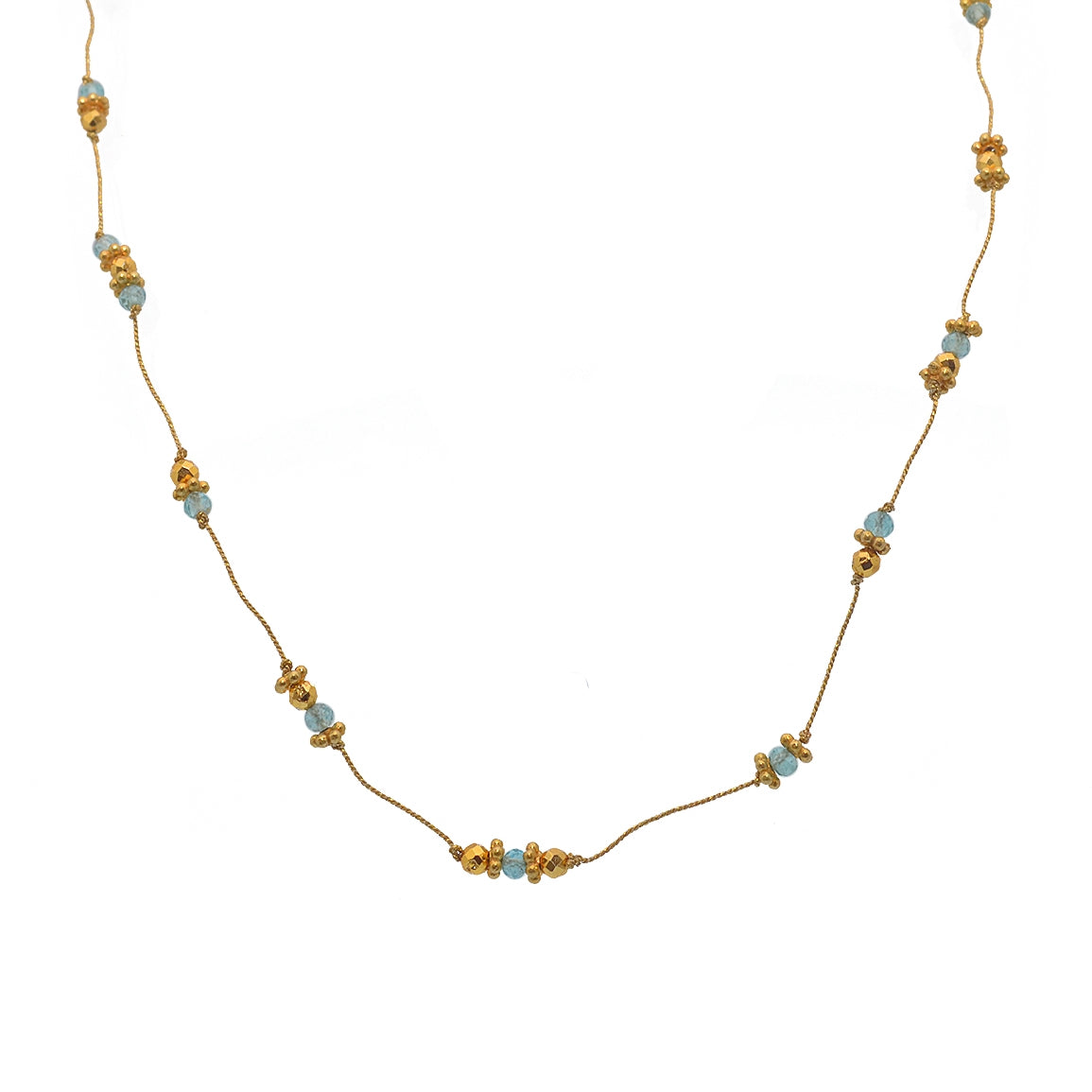 Collier doré pierres et disques dorés - APATITE