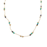 Collier doré pierres et disques dorés - LAPIS - TURQUOISE -