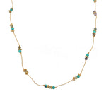 Collier doré pierres et disques dorés - TURQUOISE -